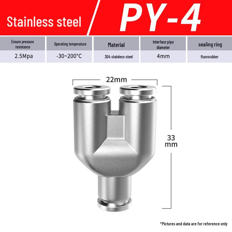 Zhuo Ji Y-Type Stainless Steel Pneumatic Quick Connector - High Pressure, Explosion-Proof, Anti-Corrosion, Anti-Rust.