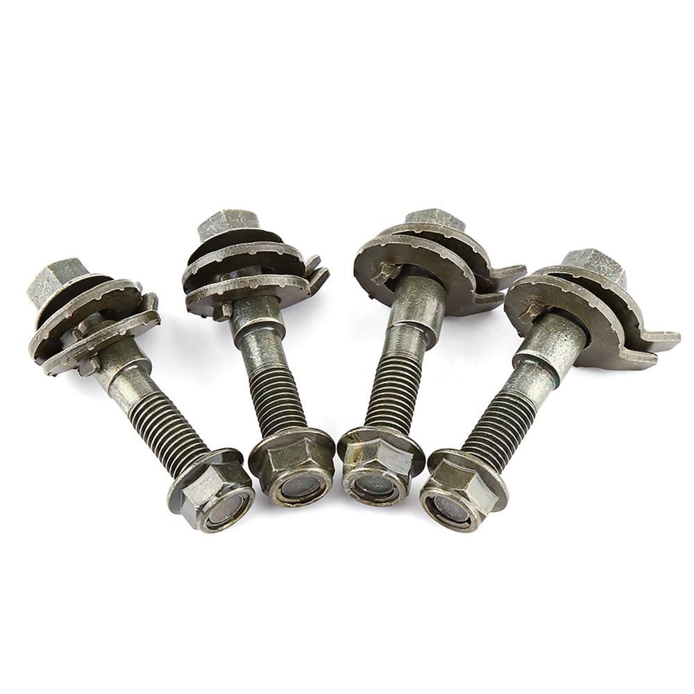 4pcs 14mm Diameter Camber Kit Steel Material Adjustable Design Alignment Cam Bolt Adjustable Camber Kit Four Wheel Alignment