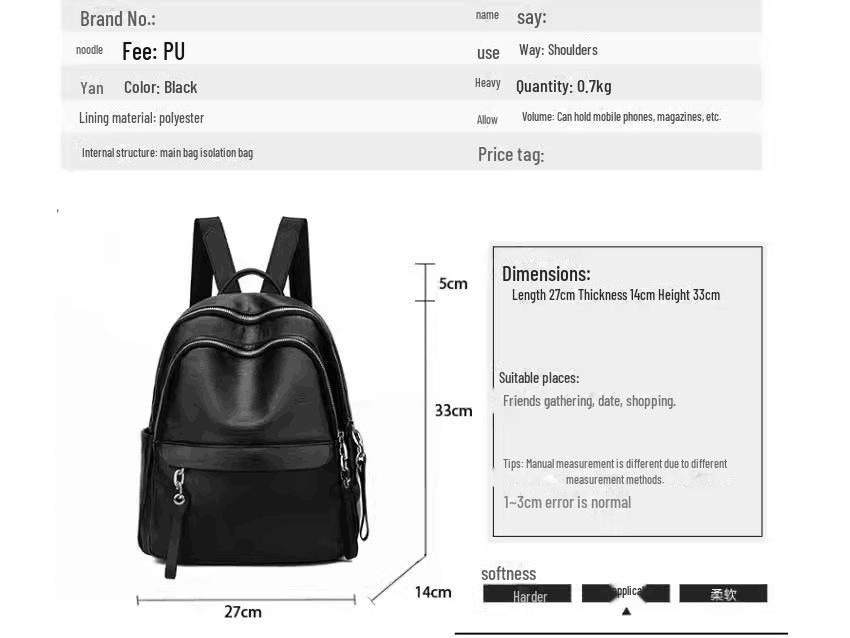 Módní korejský PU módní batoh 2024 pro ženy – příležitostný, univerzální, velká kapacita
