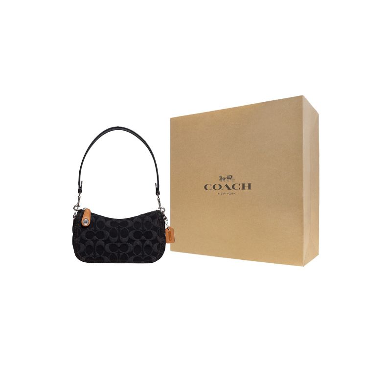 Coach Swinger 20 Klassische Monogramm-Handtasche mit Reißverschluss und Kartenfächern Damenhandtaschen Schwarz CF113-LHDRJ
