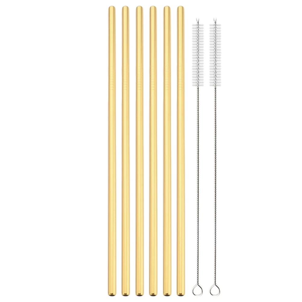 Gold Stainless Steel Drinking Straw High Quality Straw Set Eco-friendly Reusable Metal Straws Set Party Juice Bar Accessory