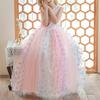 Children's Dress Princess Dress With Bow Solid Color Sequin Performance Cake Dress