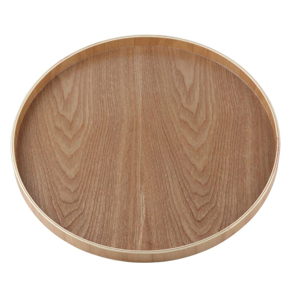 Round Shape Solid Wood Tea Coffee Snack Food Meals Serving Tray Plate Restaurant Trays Wooden