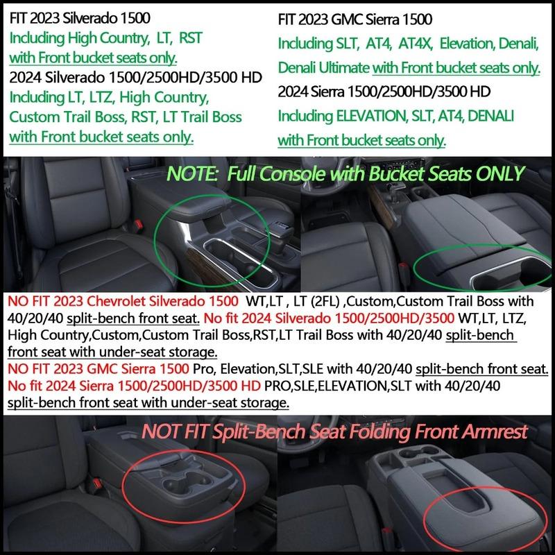 Center Console Organizer for -2025 Chevrolet Silverado/GMC Sierra 1500 and 2024 2025 Chevy Silverado and Sierra 2500HD 3500H