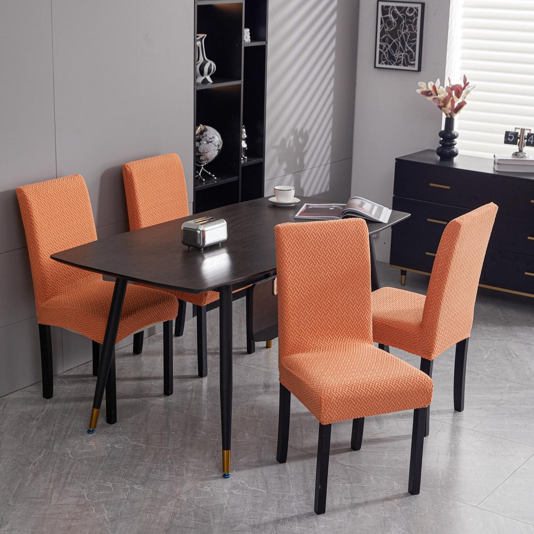 

1/4pcs Elastic Solid Color Geometric Jacquard Stretch Polar Fleece Chair Cover, for Living Room, Dinning Room Chair Slipcovers 1pc