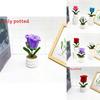 Multi Colored Plush Twisted Rod Rose Potted Desktop Decoration Ornament For Office Decor