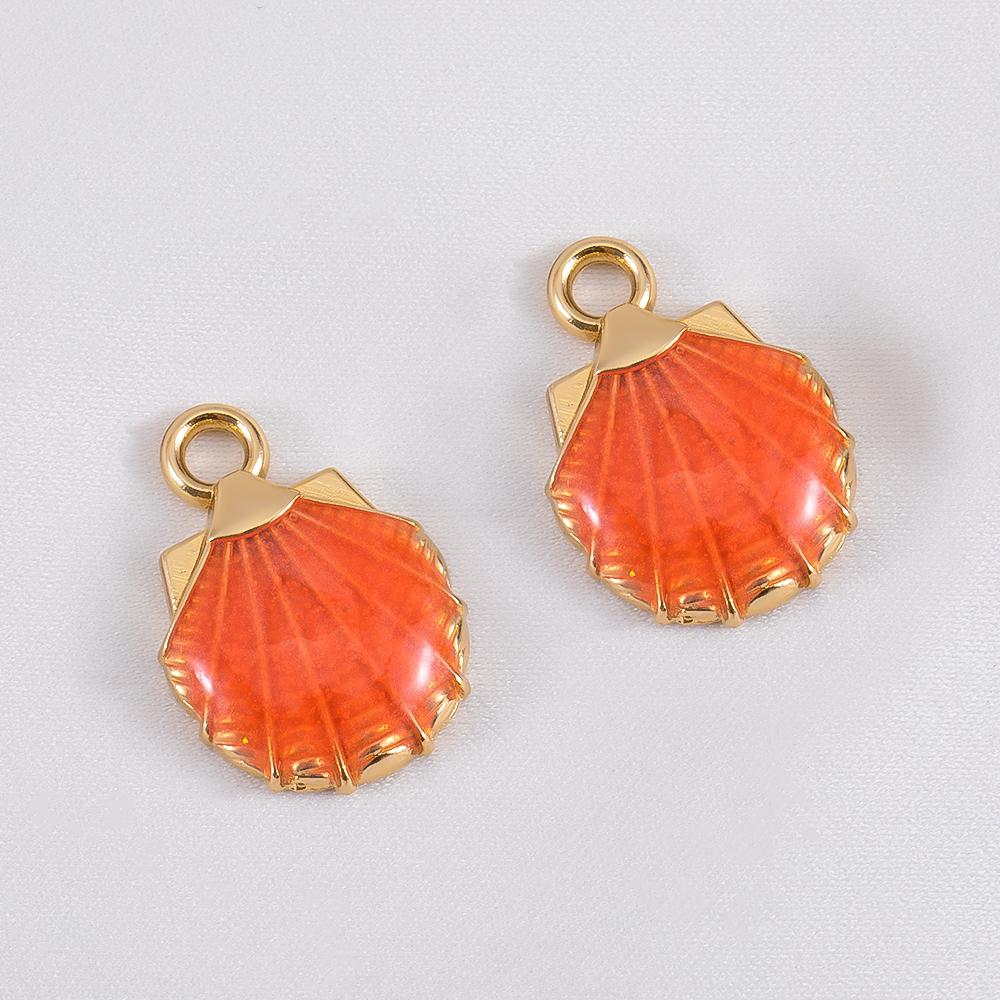 10pcs Cute Orange Enamel Sea Coral Turtle Conch Fish Starfish Charms Alloy Pendants for DIY Necklace Bracelet Jewelry Findings