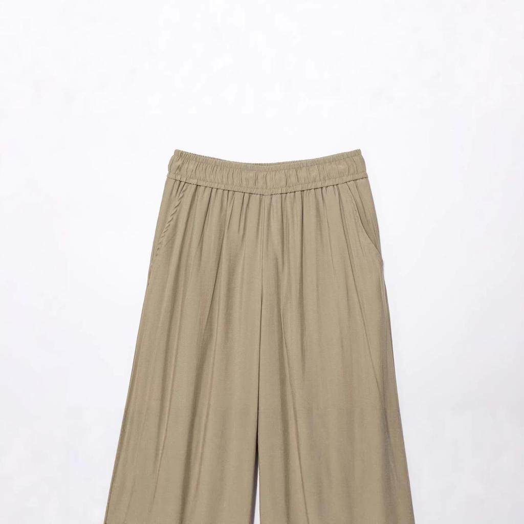 European Women's 2025 Fashion Wide-Leg Stretchy Waist Trousers