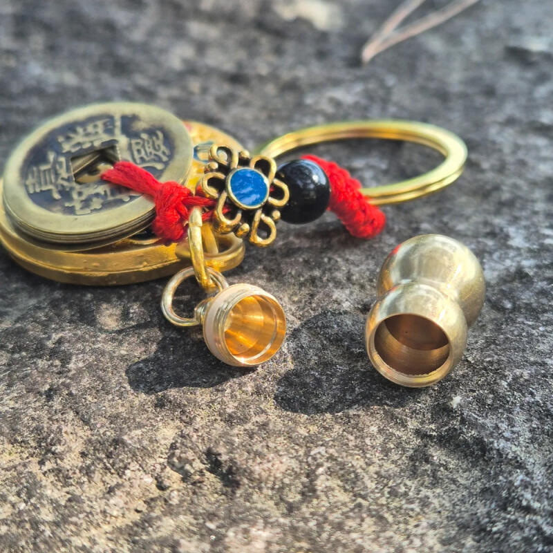 Lucky Amulet Circular Fortune Keychain Evil Spirit Warding Fortune Bag Key Holder