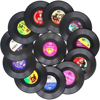 Coaster Vinyl Record Disk Coasters With Player Holder Creative Koffie Mok Cup Onderzetters Hittebestendig Anti-slip Kitchen Acce