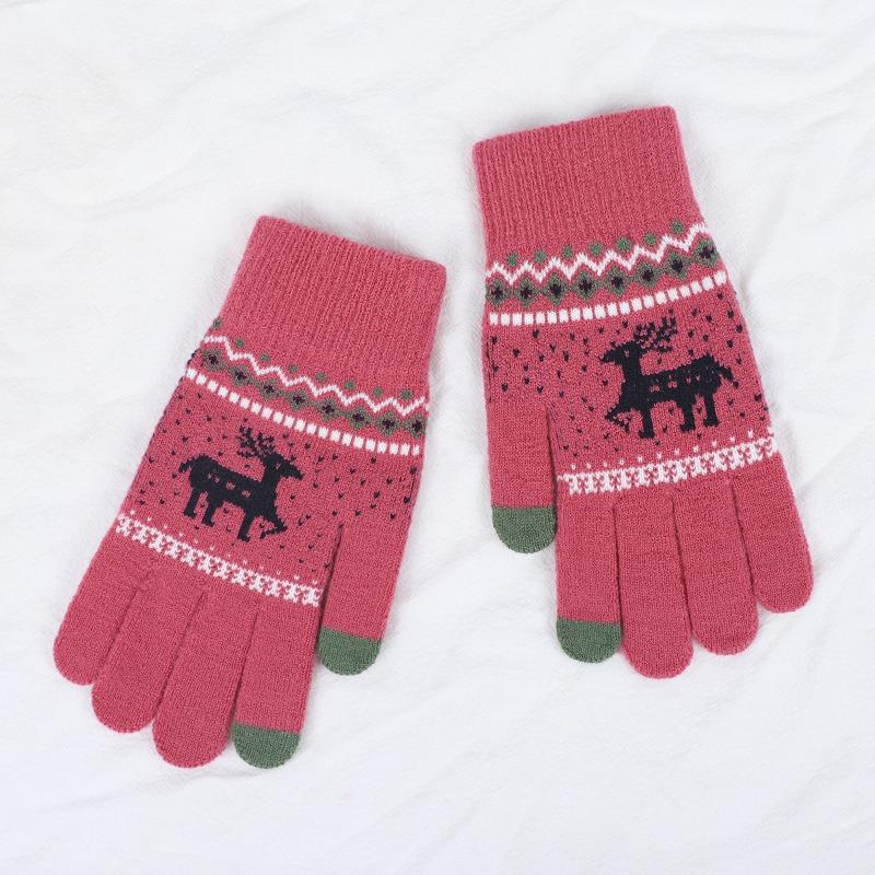 Iwarm love warm Christmas deer wool plush gloves couple autumn and winter knitted warm touch screen gloves women