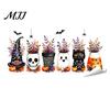 Gift for Halloween Party Setup Window Static Sticker, Castle/Bat/Pumpkin/Bouquet Printed, PVC Waterproof Removable Decorative Clings Decals