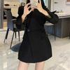 Costume Veste à Revers Manches Longues Boutons Latéraux Patte de Boutonnage Veste de Costume Couleur Unie Coupe Ample Basique Business Vêtement d'Extérieur