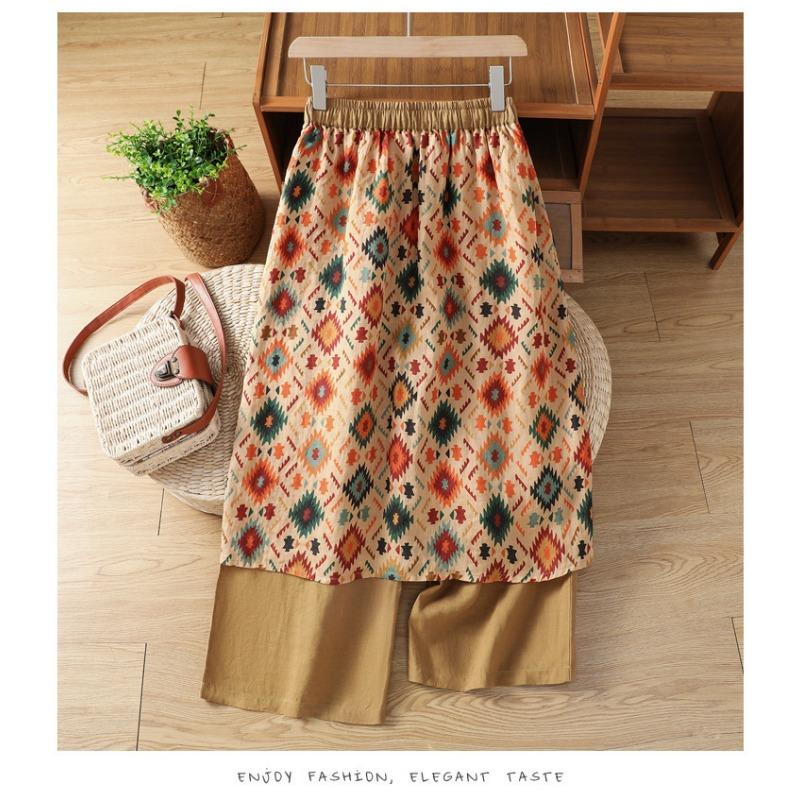 Floral Ethnic Style Casual Summer Women S Skirt Pants