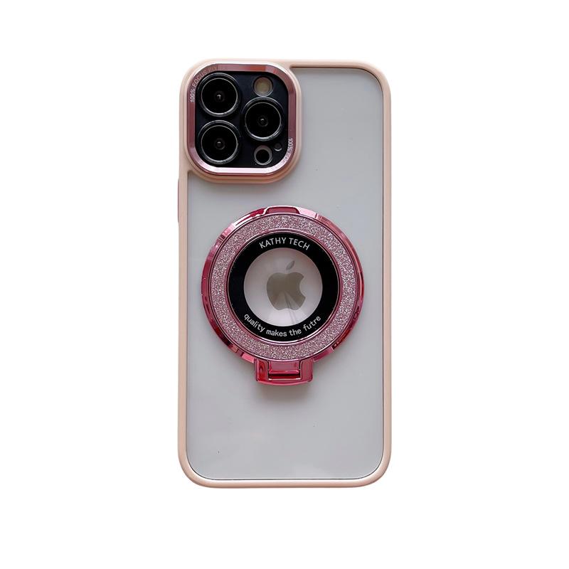 Metal Lens Is Suitable for Apple 16 Mobile Phone Case, Transparent IPhone15 Glitter Magnetic Suction Bracket 14promax Hard Case.