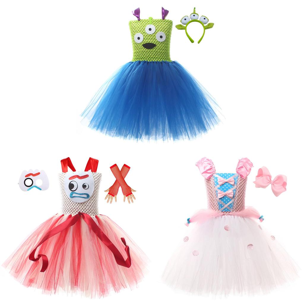 Toy Story Buzz Lightyear Toddler Girl Cosplay Dress With Tulle Skirt For Halloween Party