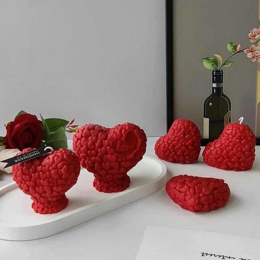 1 Stück Herzförmige Rose Handgemachte Silikon-Kerzenformen Liebe Schokoladenkuchen Fudge Herstellung DIY Seife Gips Harz Handwerk Formen