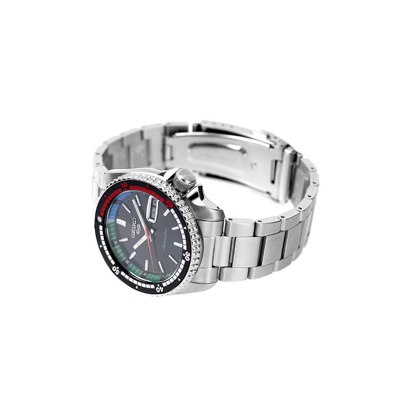 Seiko 100 Meter wasserdicht Automatik Stahlarmband für Herren und Damen schwarzes Zifferblatt SBSA221