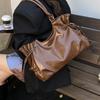 Large Capacity PU Tote Bag Women Fashion Shoulder Bag With Drawstring Detail Soft Texture Handbag Everyday Use