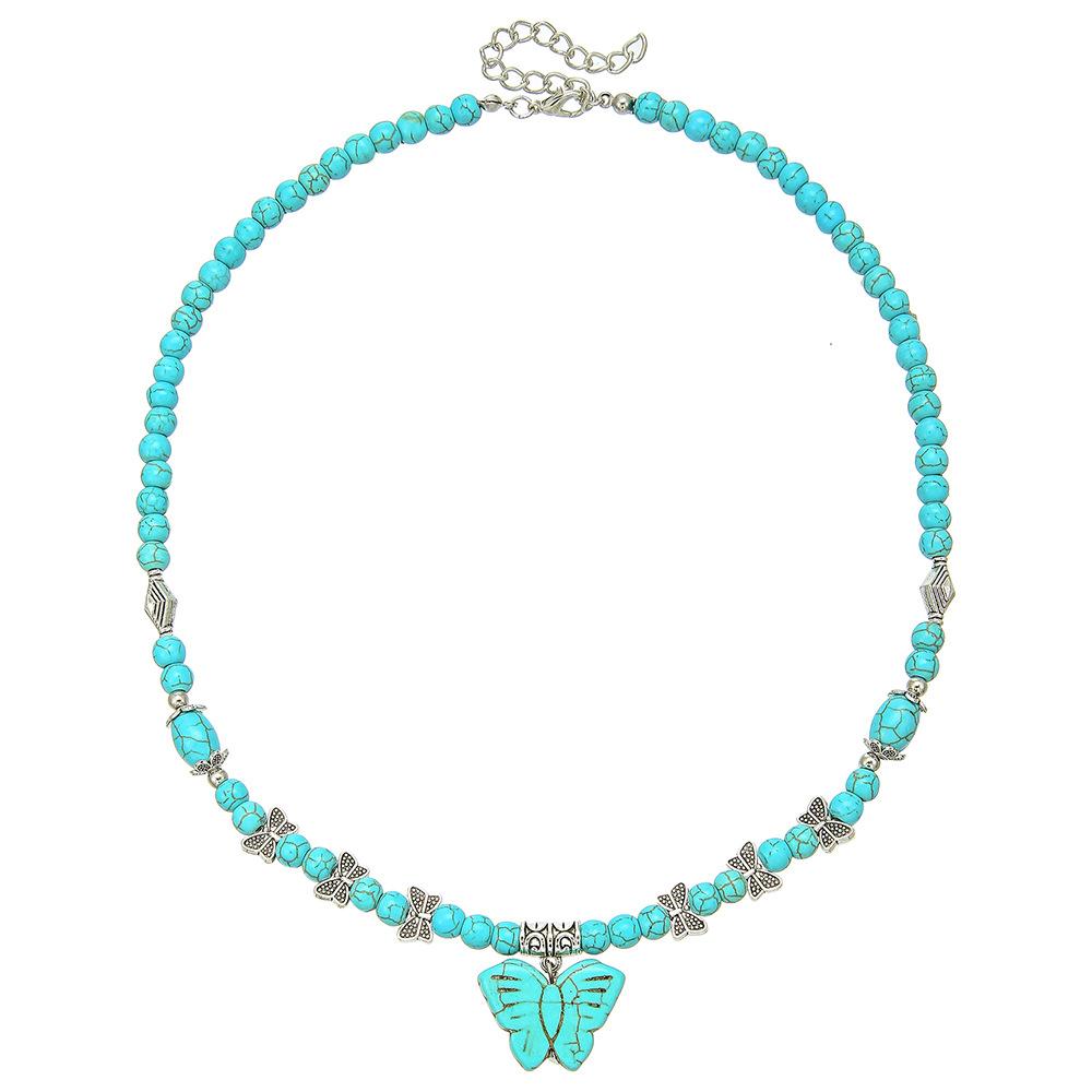 Turquoise Necklace Butterfly Water Drop Pearl Love Pendant Clavicle Chain Neck Chain