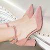 Fashion New Style Women's Buckle with Pointed High Heels Baotou Thick Heel Ladies Sandals Pumps Ladies Dress Party Shoes Wedges Shoes