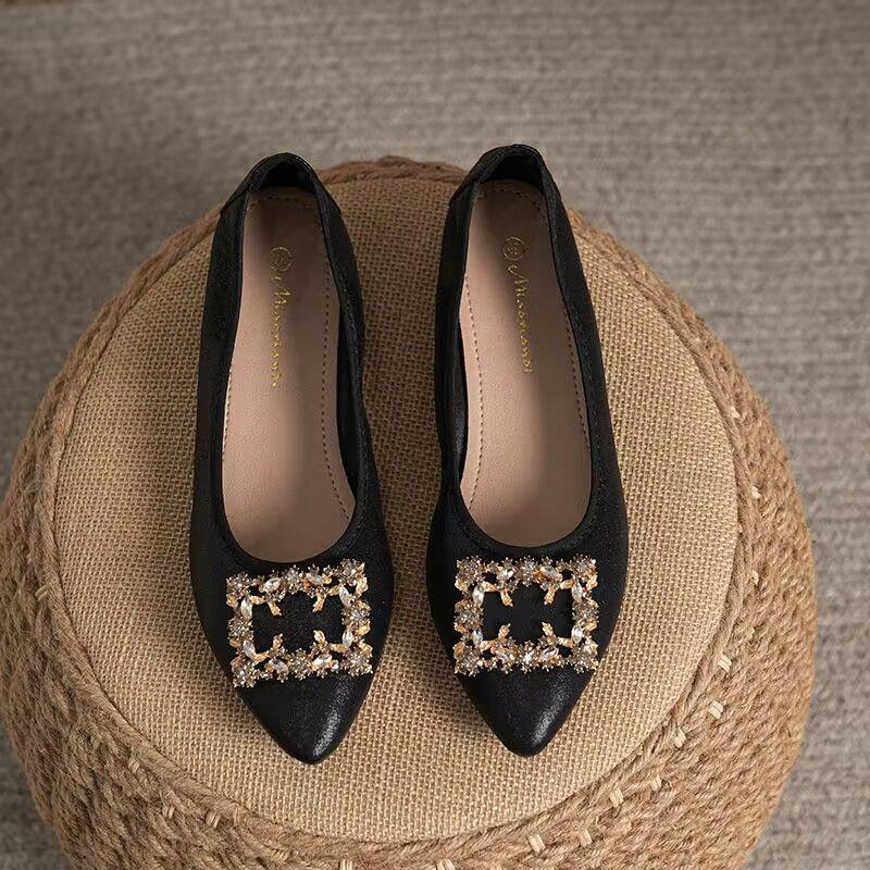 Pointed Toe Slip-on Rhinestone Shoes for Women Korean Style Spring Offer Low Price Casual High Quality Fashion Young Woman Flats