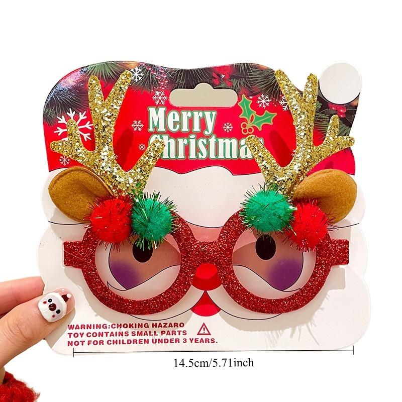 Eyeframe Girl Hairball Elk Christmas Funny Gift Frame Christmas Student Dress Up Gift Party Decoration Mirror