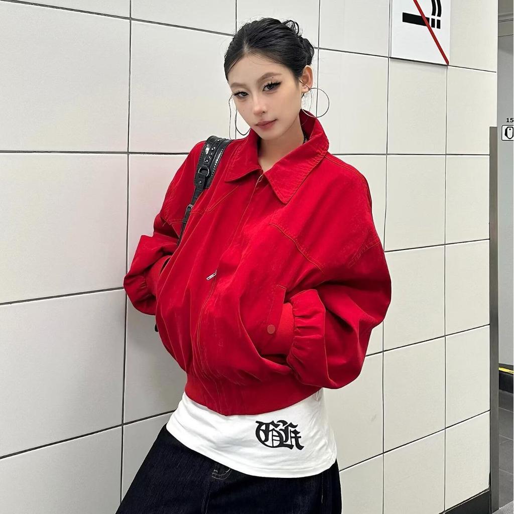 Unisex Versatile Lapel Zipper Jacket for Spring and Autumn - Short, Loose Fit