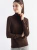 Women's Long-Sleeve Wool Base Layer Shirt with Pile Collar - Versatile Knit for Autumn/Winter