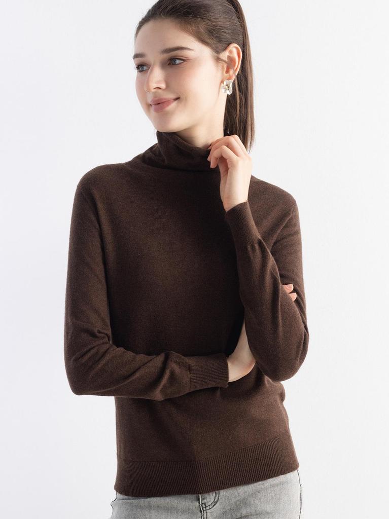 Women's Long-Sleeve Wool Base Layer Shirt with Pile Collar - Versatile Knit for Autumn/Winter