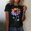 Fashion Floral Pattern 3D Digital Printing Women's Comfortable Round Neck Short Sleeved T-shirt