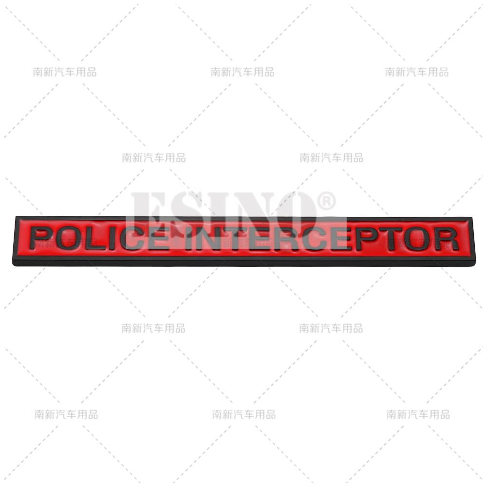 Car Styling 3D Police Interceptor Utility Metal Alloy Adhesive Emblem Rear Trunk Badge Fender Sticker Body Decal for Ford Dodge