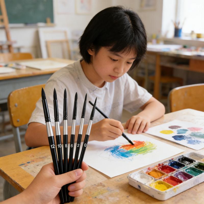 7Pcs Squirrel Hair Brush Set Round Pointed Tips No Shed Gouache Watercolor Brushes For Beginner Artist Painting Kit