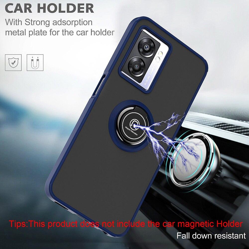 KEYSION Fashion Matte Case for OPPO A77 5G Transparent Shockproof Ring Stand Phone Back Cover for Realme Q5i V23 5G Narzo 50 5G