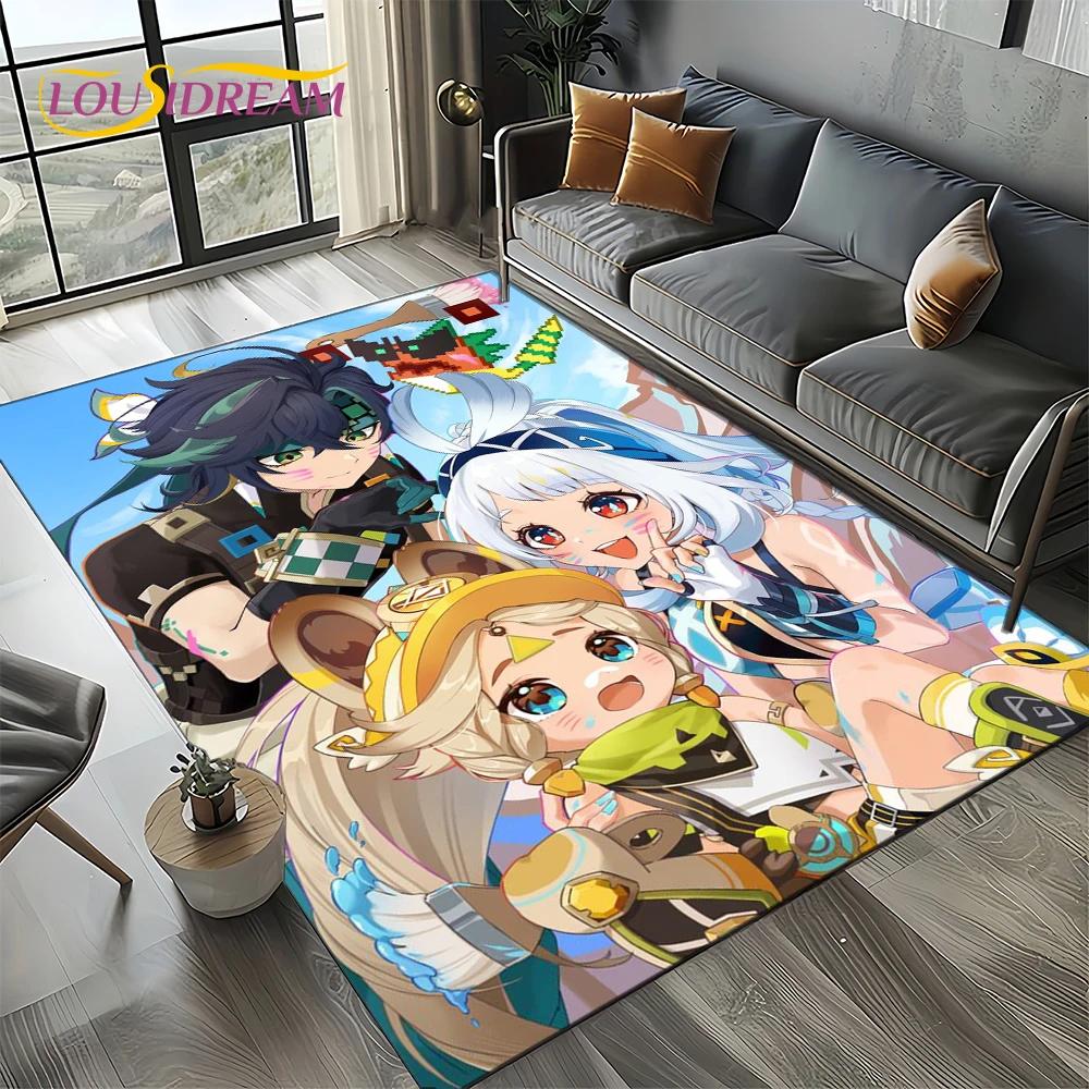 2025 New Genshin Impact Character Solo Cartoon Game Carpet Rug for Living Room Bedroom Home Sofa Decoration,Non-slip Floor Mat