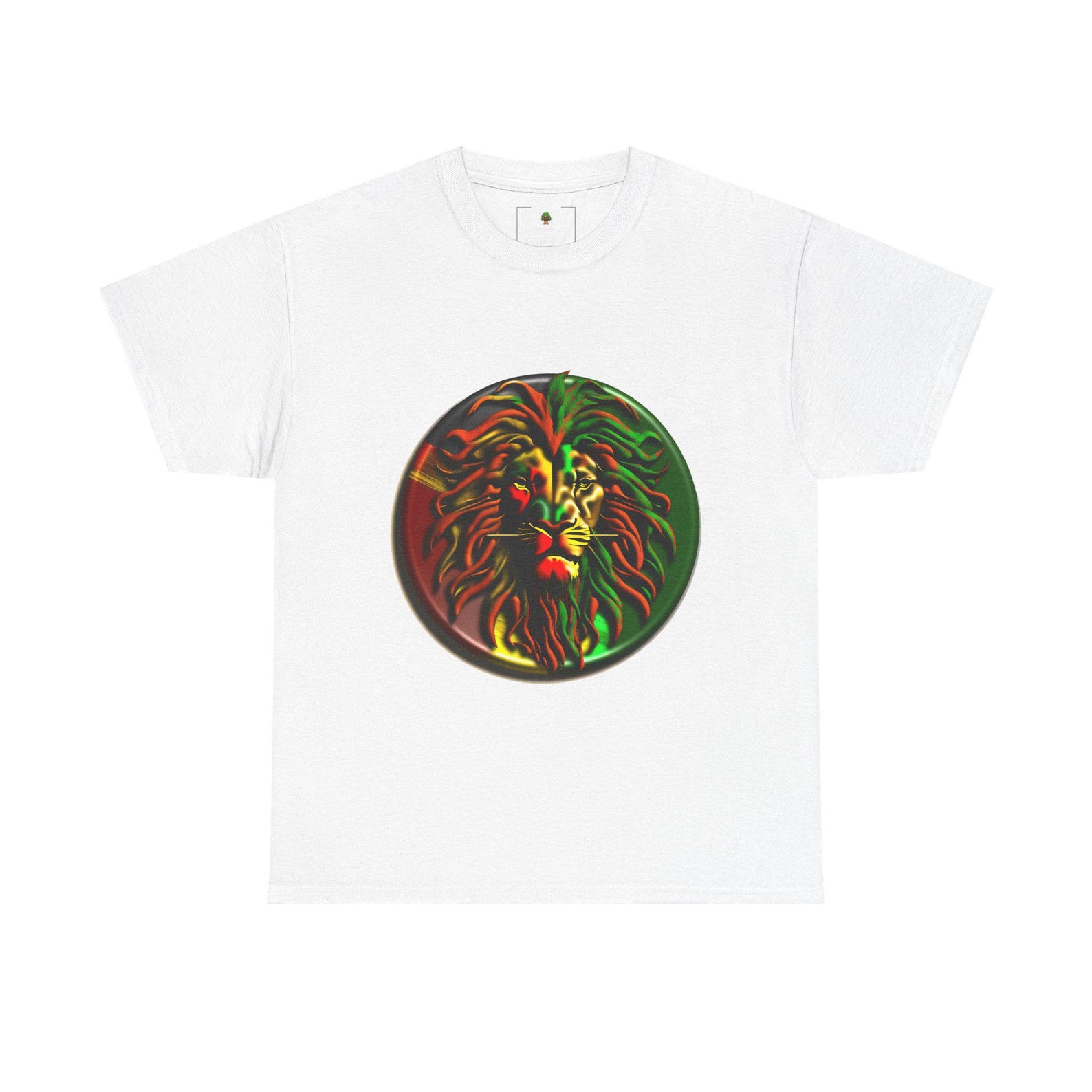 Rasta Lion Circle T-Shirt | Reggae Colors, Lion Head Graphic M