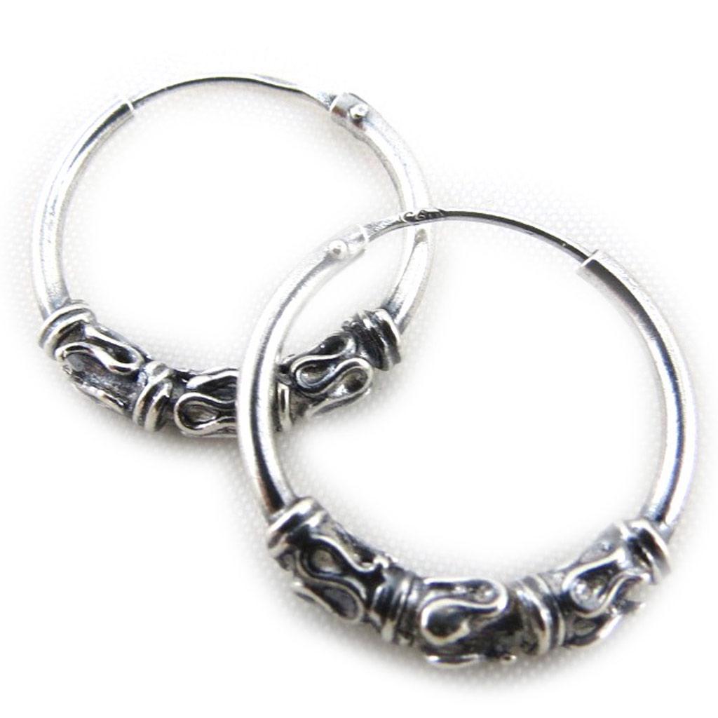 Les Trésors De Lily [J3878] - Cercei rotunzi din argint „Thai” - Argint învechit - 1,8 cm 2 mm
