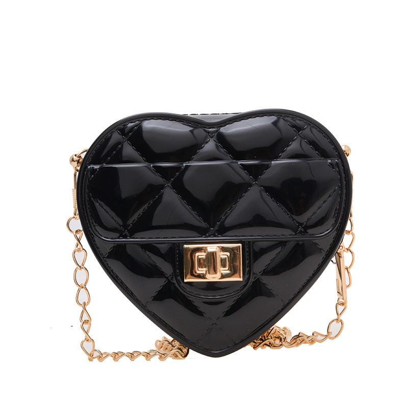 Pvc Heartshaped Mini Jelly Bag With Chain Strap For Kids Daily Use