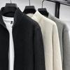 Men's High-Quality Wool Knit Zipper Cardigan - Thick, Trendy, Loose-Fit for Autumn/Winter