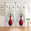Sunflower Vase Printed Drapes , Rod Pocket Windowpane Treatment for Girls Bedchamber , Office , Kitchen ,LivingroomSpace,HouseholdDecoration
