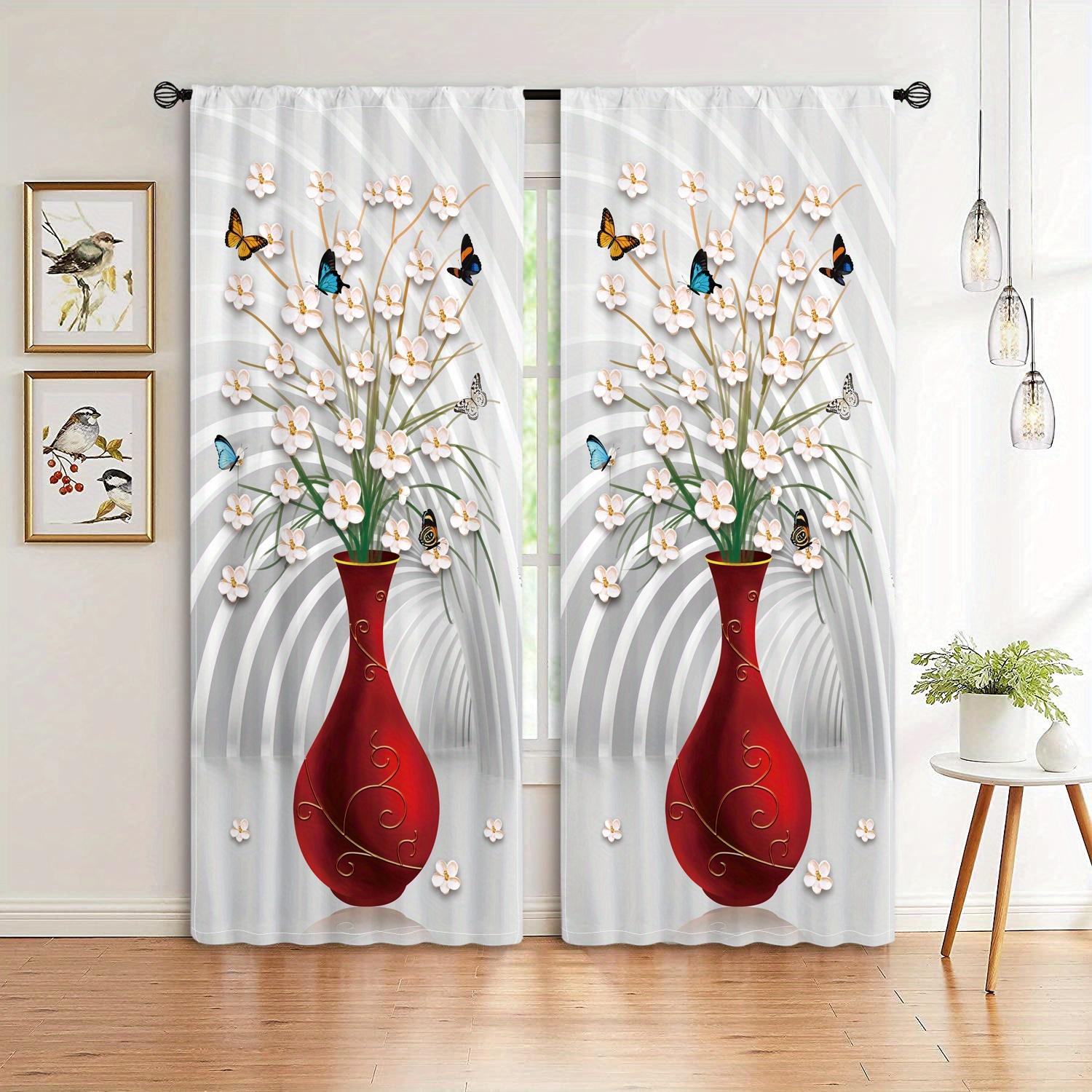 

Girls Bedroom Office Cooking Room LivingroomSpace HouseholdDecoration for Sunflower Vase Printed Draperies Rod Pocket Window Treatment ideal W50xH130(CM)x2pcs&Grommet Top
