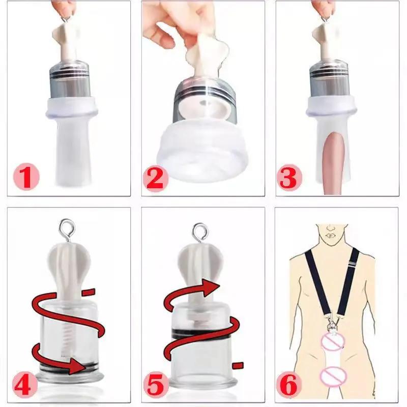 Penis Enhancement Enlarger Male Tension Device Vacuum Cups Cock Stretcher with Sleeve Physical Extender Sex Exercise Easy Pump