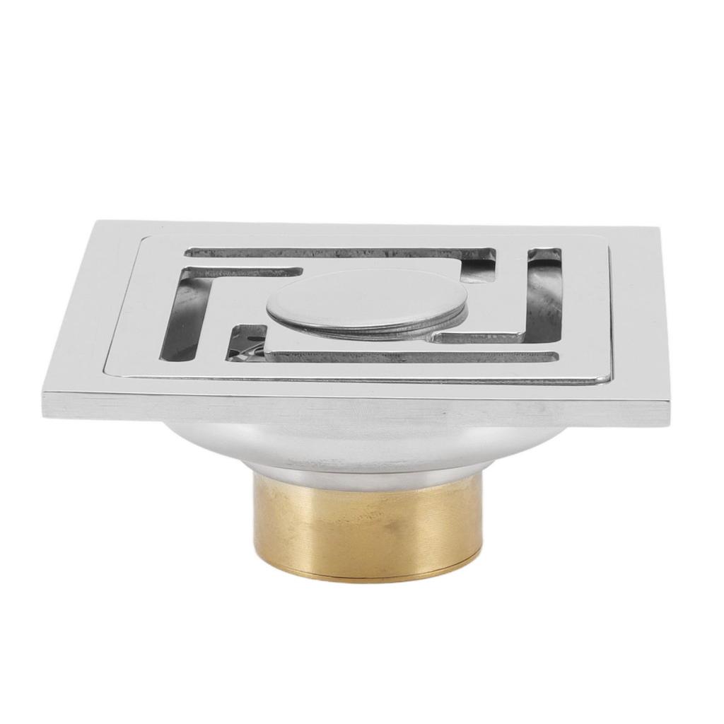Stainless Steel Floor Drain Square Large Displacement Deodorant Shower Floor Drain for Kitchens Bathrooms Garages