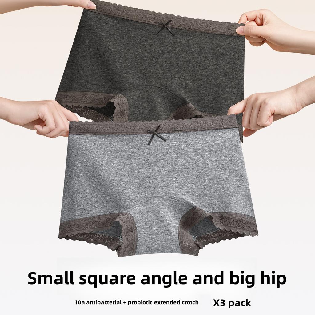 Large Size Female Spring and Autumn Pure Cotton 10A Antibacterial Crotch Full Hip Comfortable Breathable Small Flat Angle Briefs