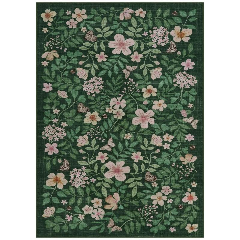 Carpet for Living Room Machine Washable Non-slip Floor Mat Vintage Floral Rug Large Size Rugs Soft Comfortable Home Decor