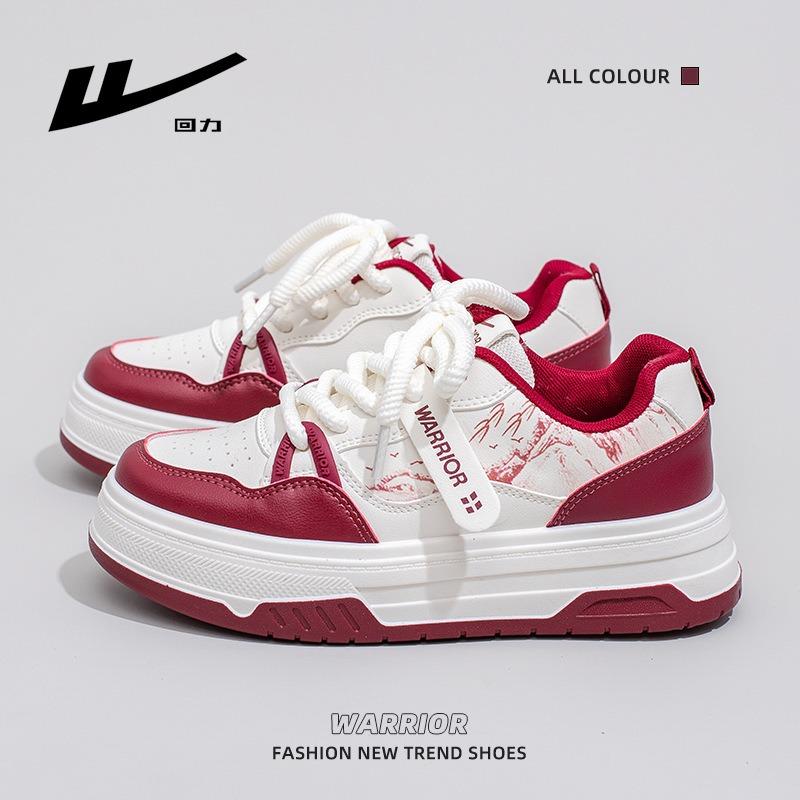 Burgundy Fashion Platform Bread Shoes Landscape Painting Design Sense Graffiti Board Shoes Life Trend Single Shoes Women