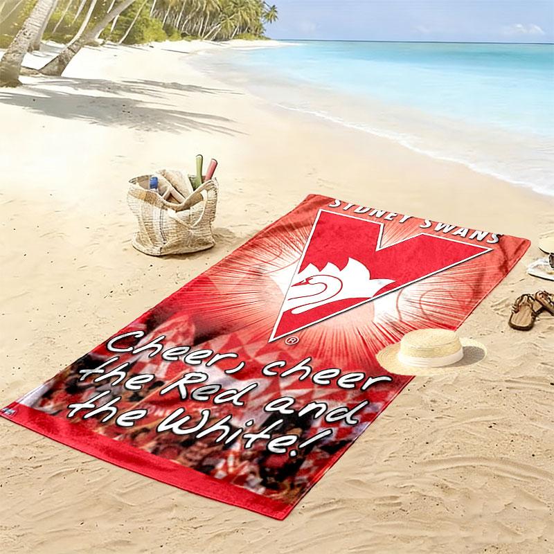 Go Sydney Swans Print Beach Towel, Large Soft Quick Dry Towel for Beach Camping Swimming