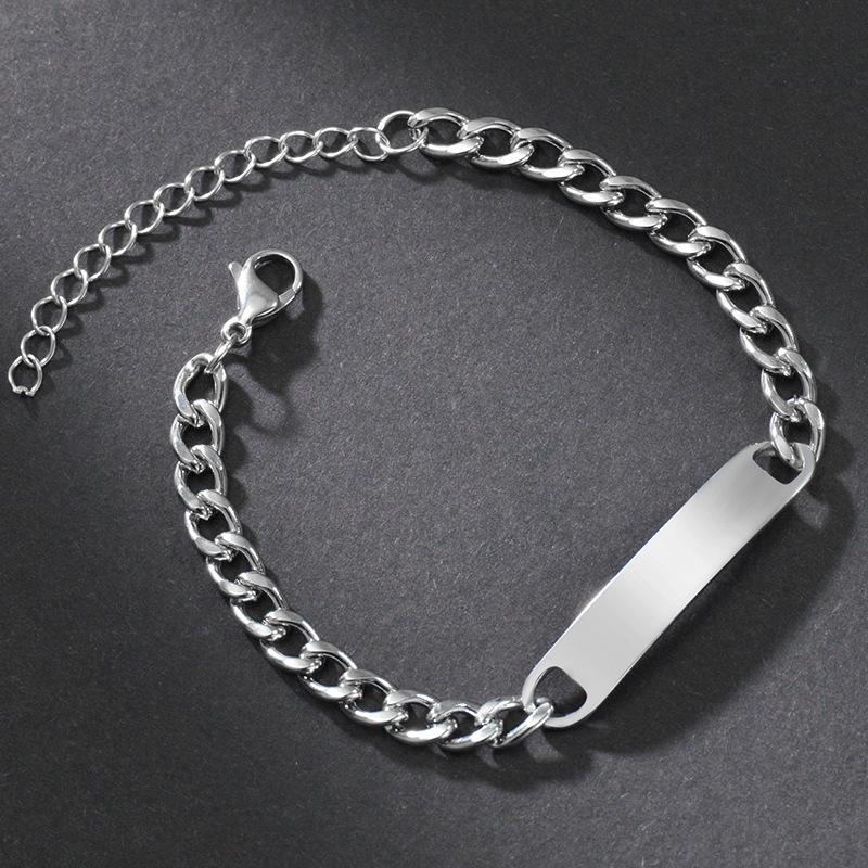 

18k Gold Polished Curved Plate Bracelet: Minimalist Unisex Stainless Steel Side Chain Jewelry