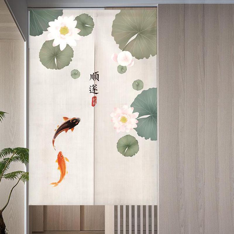 Chinese Style Koi Partition Door Curtain Home Entrance Doorway Living Room Decor Half-Curtain Kitchen Partition Bedroom Noren