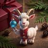 National Trend Home Decor 2D Acrylic Goat Christmas Hanging Ornament, 3.15 Inch Farm Animal Xmas Tree Lightweight Crafts Decoration for Car Rear View